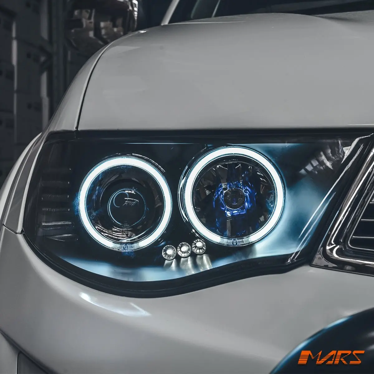 Black High Power Led Angel Eyes Projector Head Lights For Mitsubishi Triton Ml Mn 2006-2015 1