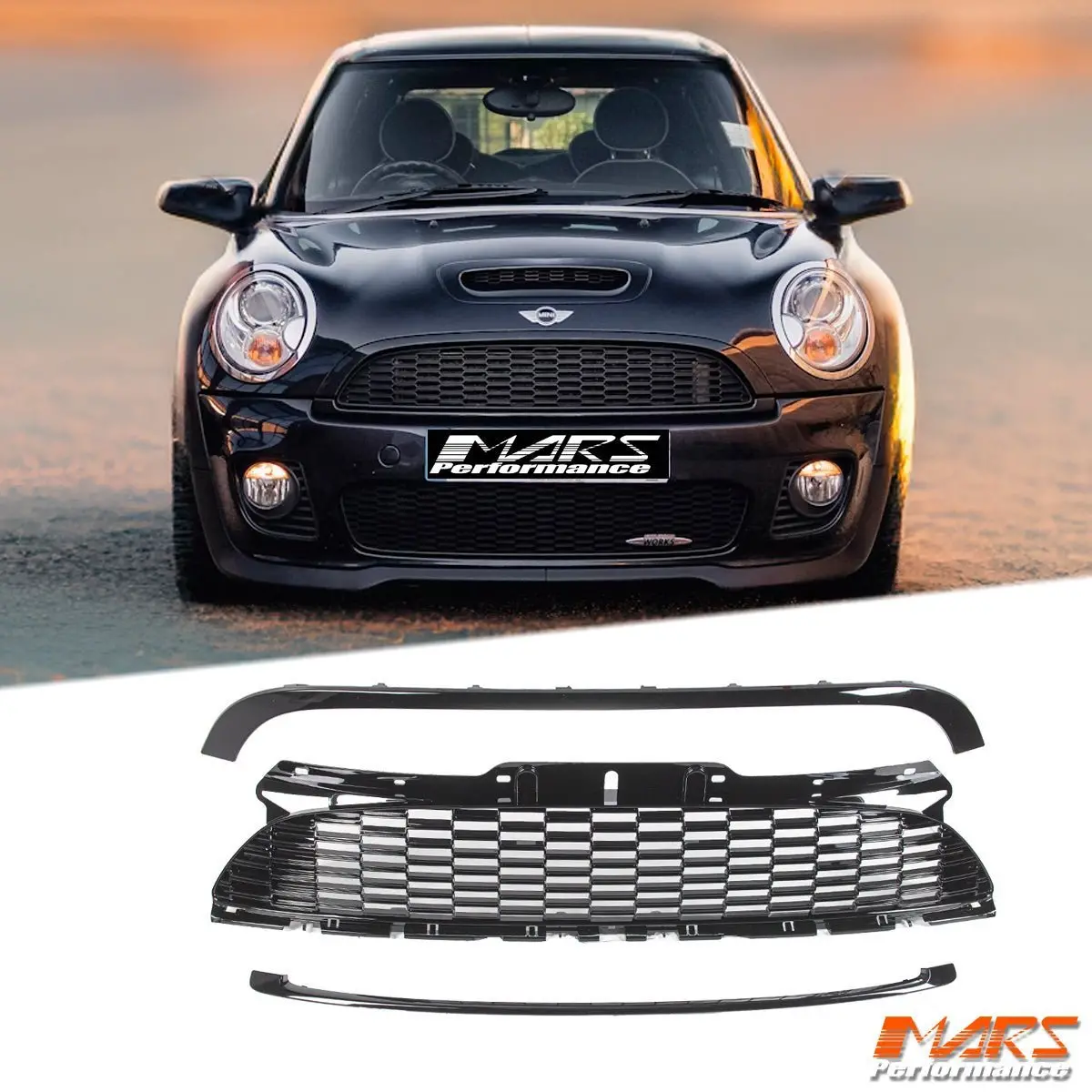 Black Jcw Style Abs Front Grill Grill Bodykit For Mini Cooper & Cooper S 2007-2013, R55 R56 R57 R58 R59 1
