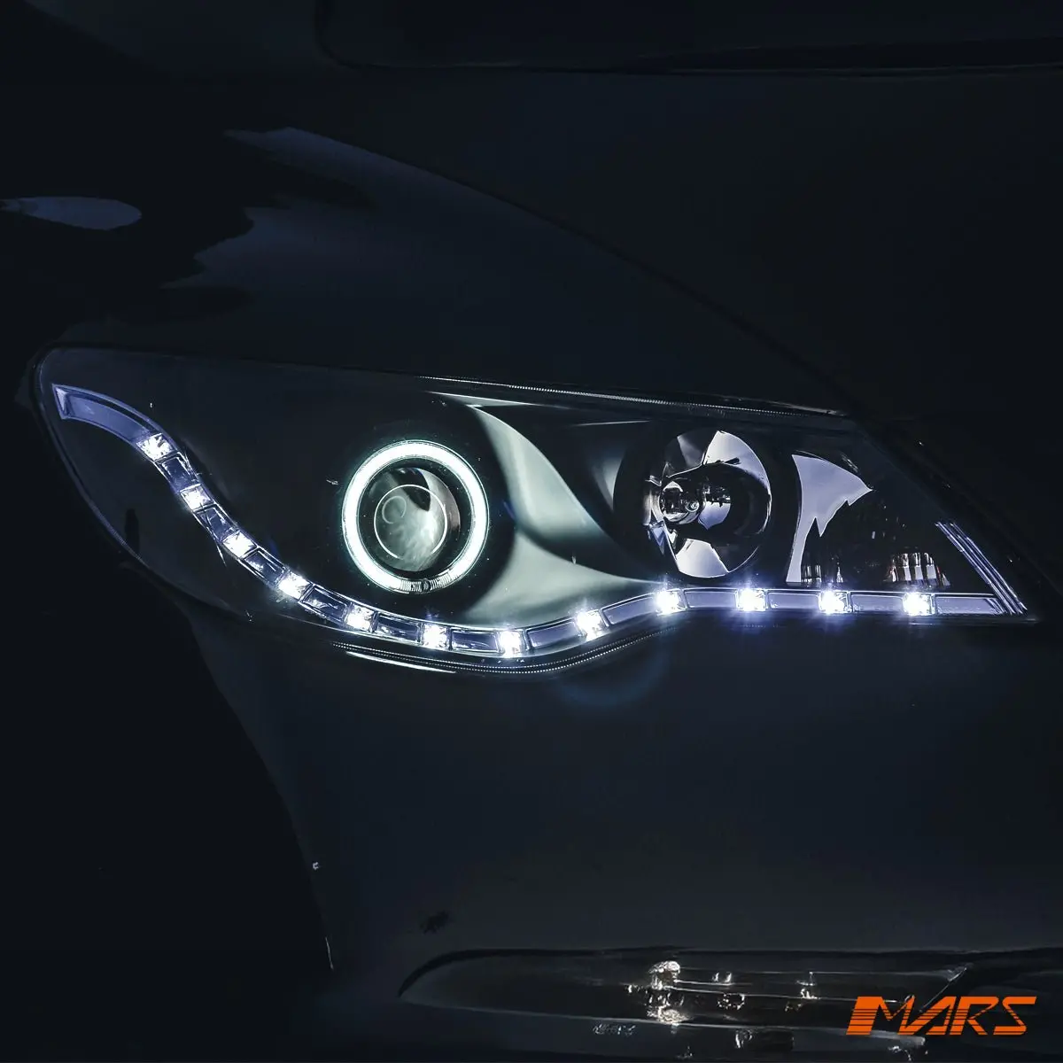 Black Led Drl & Angel-Eyes Projector Head Lights For Honda Civic Fd Sedan 2006-2012 1