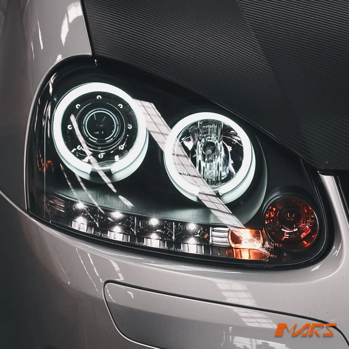 Black Led Drl & Angel Eyes Projector Head Lights For Volkswagen Vw Golf Mk-5 V 2004-2009 1