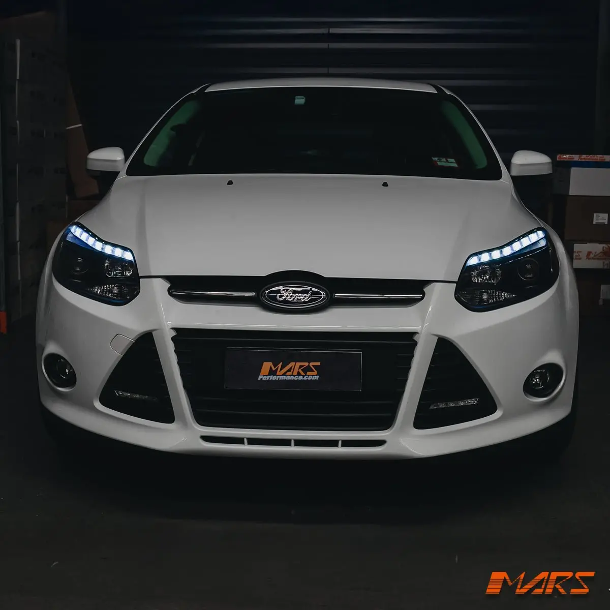 Black Led Drl Day-Time Projector Head Lights For Ford Focus Lw 2012-2015 1