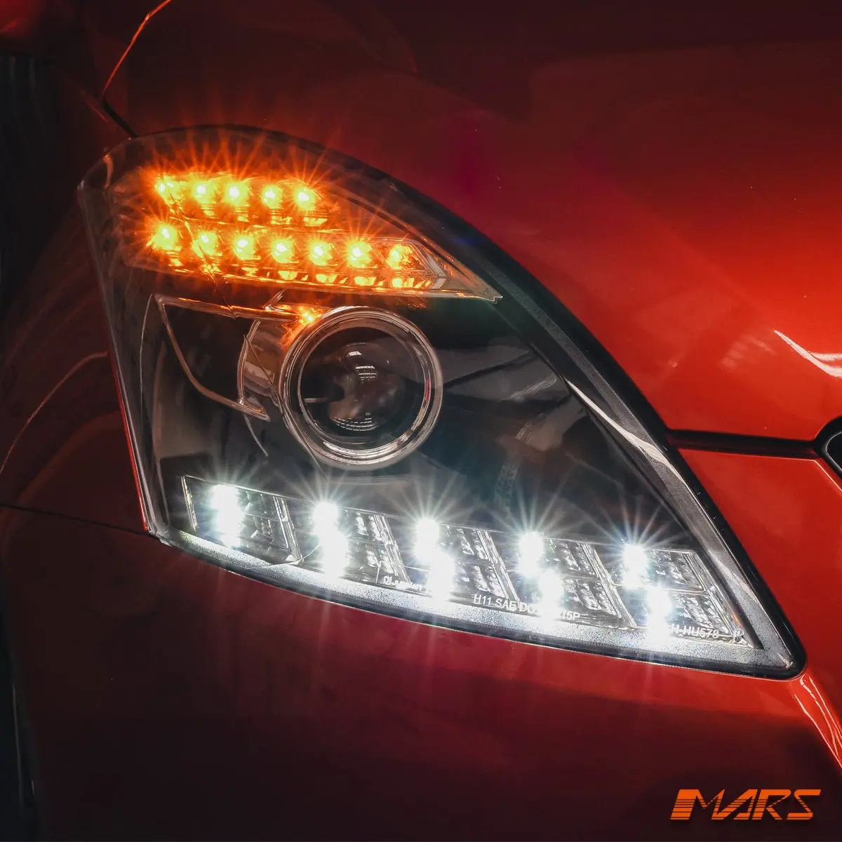 Black Led Drl Dual Beam Projector Head Lights For Suzuki Swift 2011-2017 1