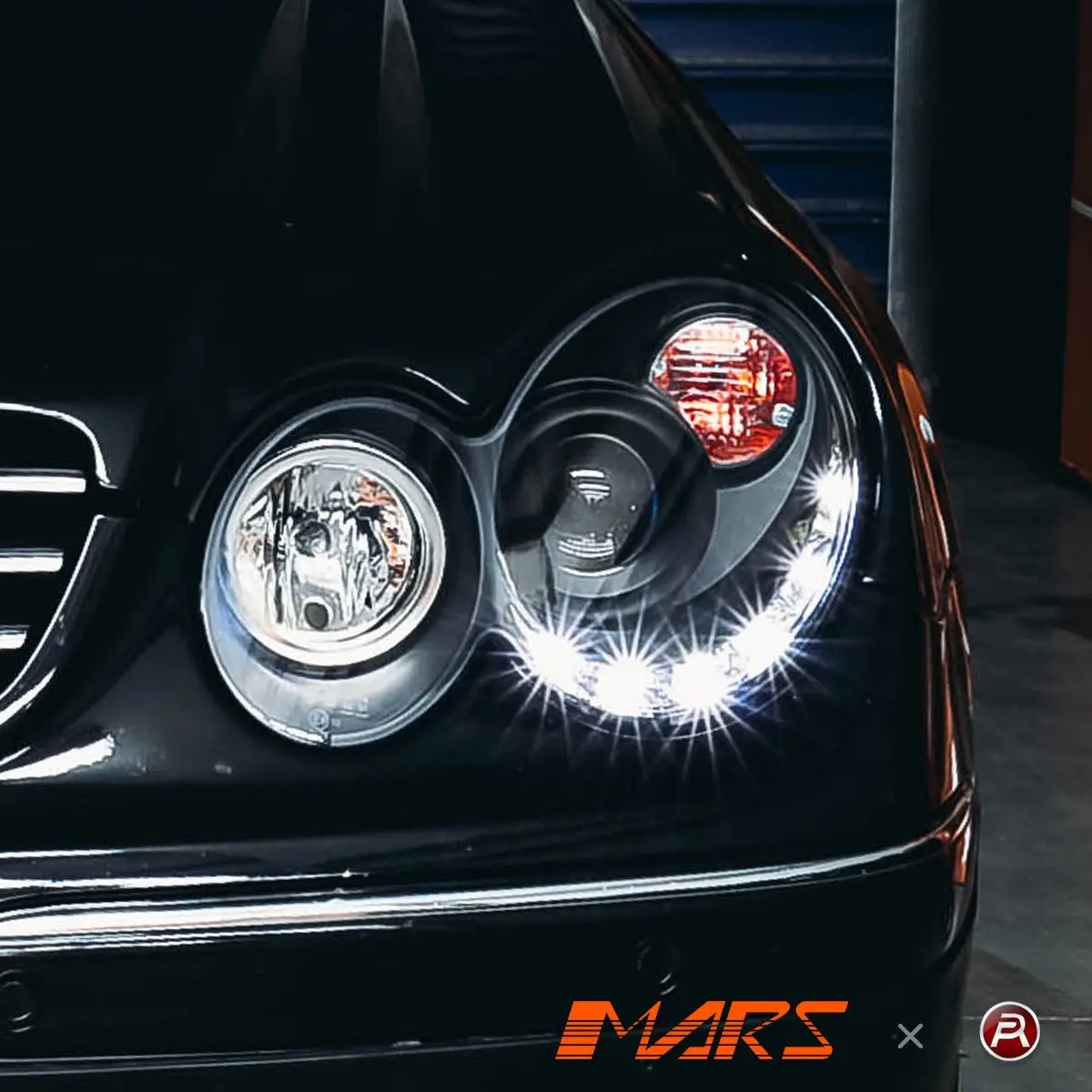 Black Led Drl Projector Head Lights For Mercede-Benz Clk-Class W209 C209 A209 2002-2009 1