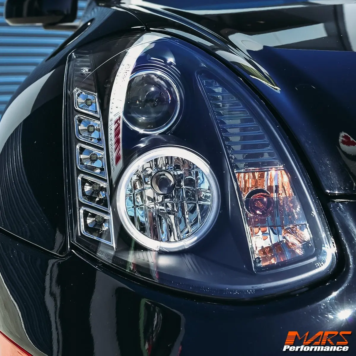 Black Led Drl Projector Head Lights For Nissan & Infiniti G35 V35 Coupe 2003-2008 1