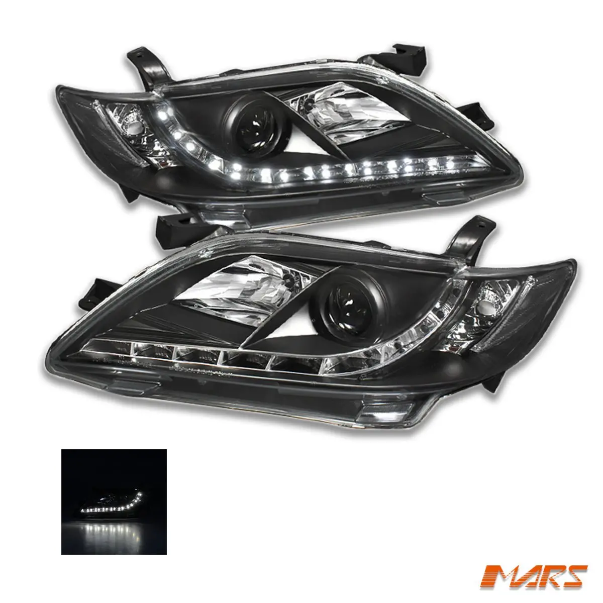 Black Led Drl Projector Head Lights For Toyota Camry 2006-2009 1