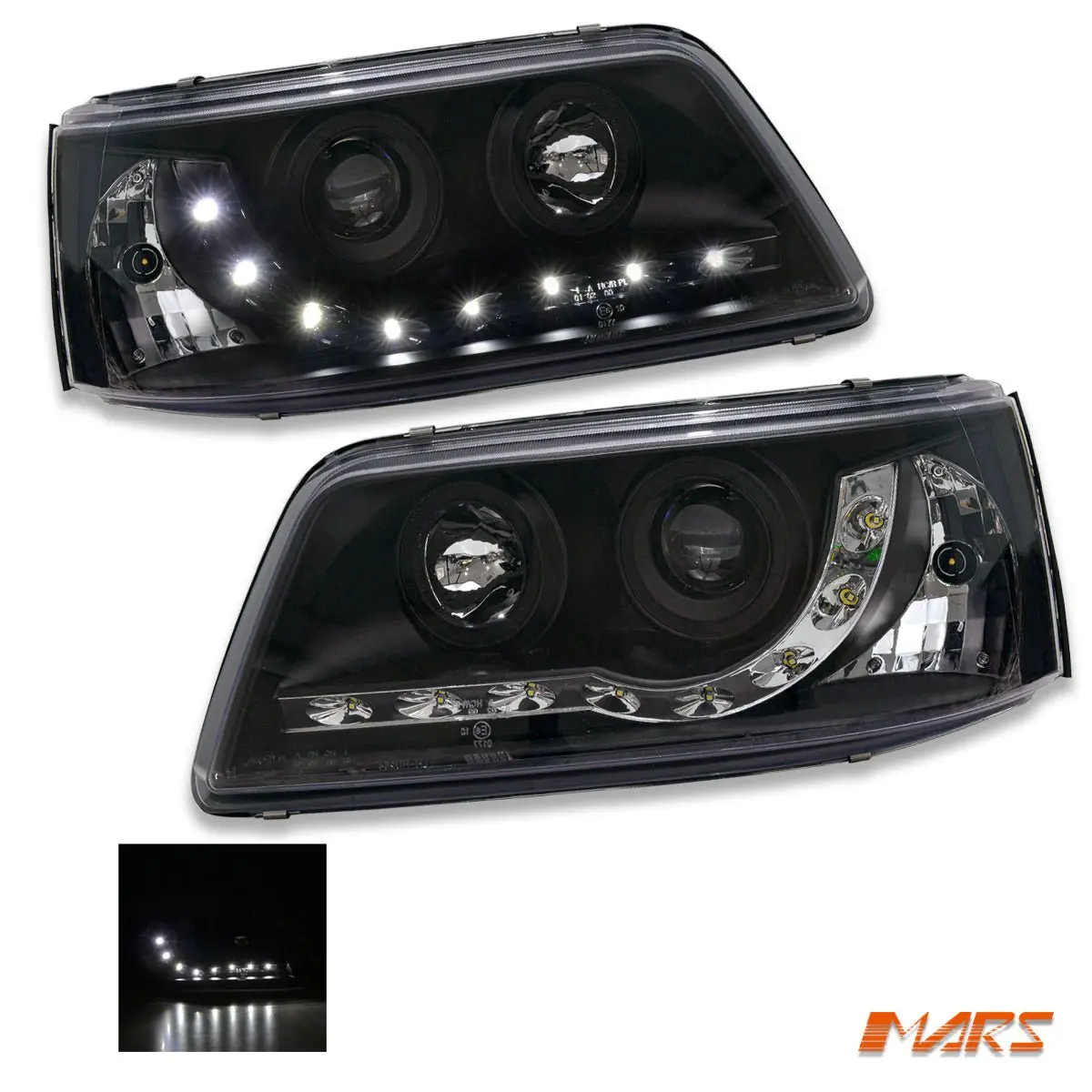 Black Led Drl Projector Head Lights For Volkswagen Vw Transporter & Multivan T5 2004-2010 1