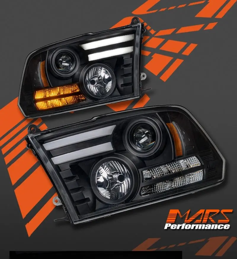Black Led Drl Projector Head Lights With Led Indicators For Ram 1500 Express 2009-2022 1