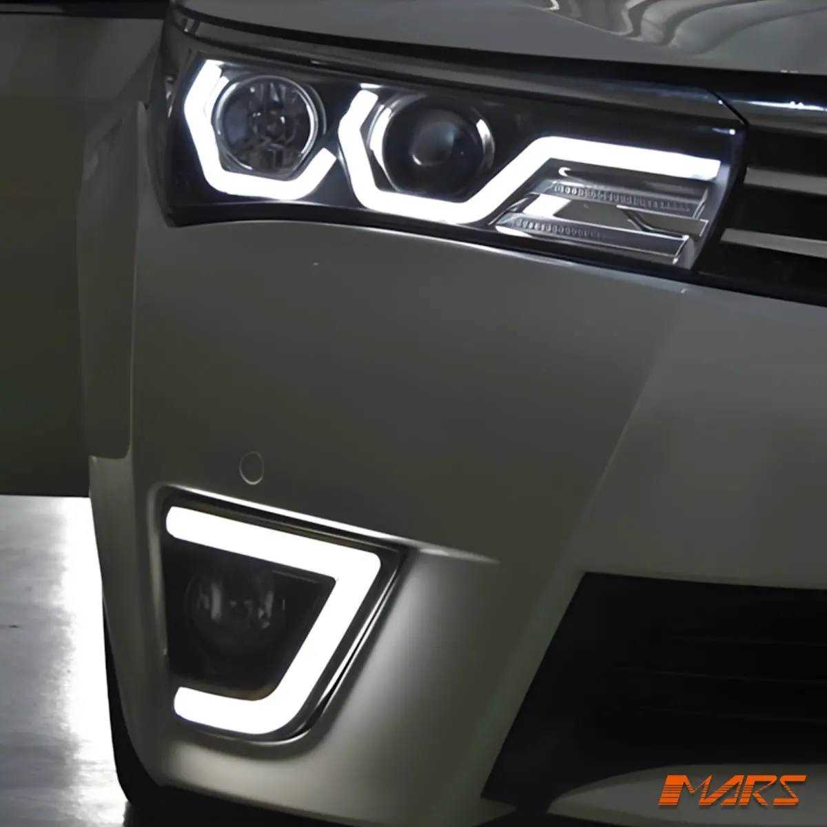 Black Led Drl Projector Head Lights With Led Indicators For Toyota Corolla 2013-2016 Sedan 1