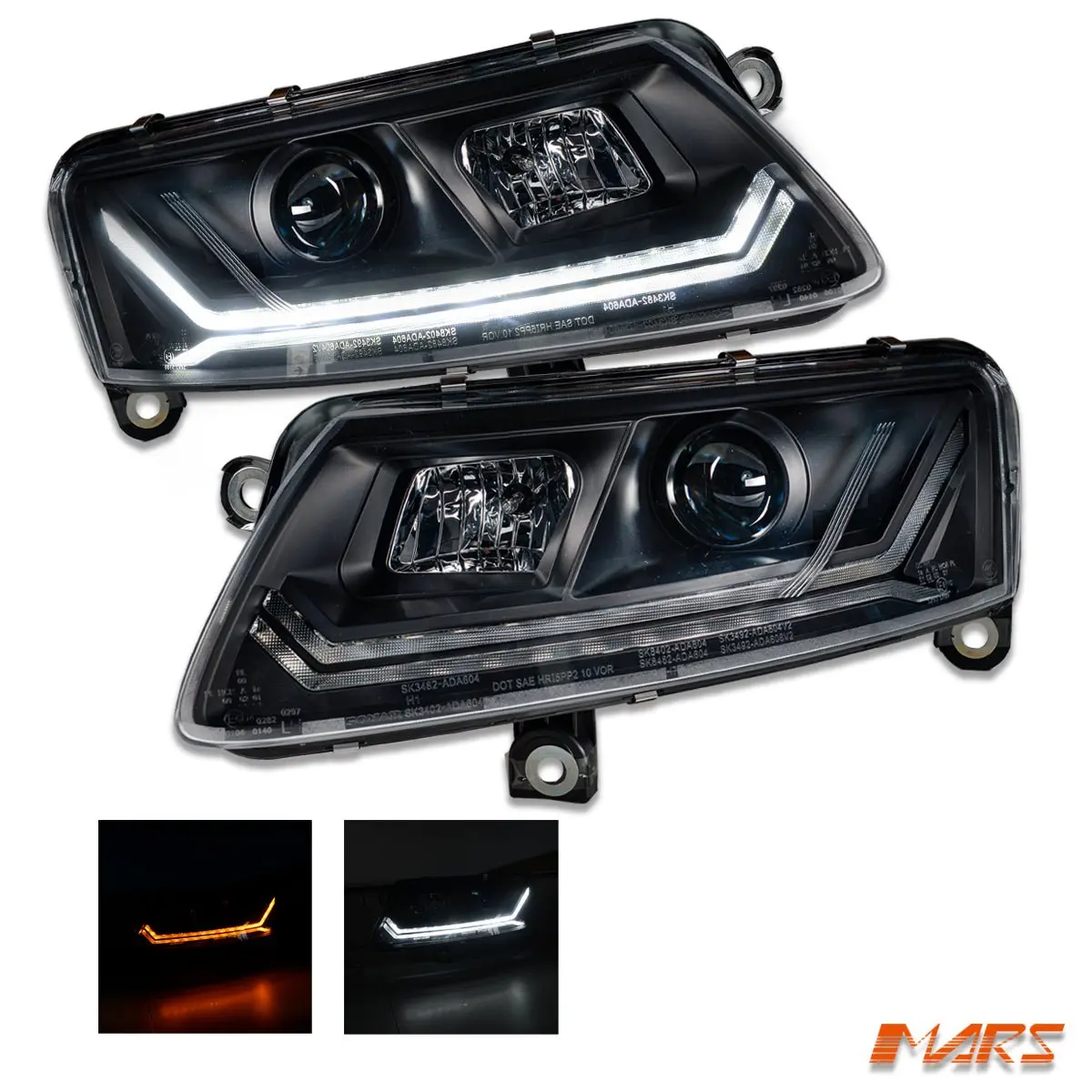 Black Led Drl Projector Head Lights With Sequential Indicator For Audi A6 2004-2011 C6 4F 1