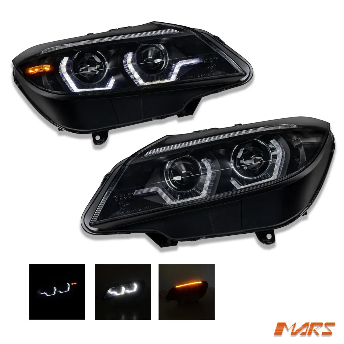 Black Led Drl Projector Head Lights With Sequential Indicators For Bmw Z4 E89 Lci 2014-2016 1