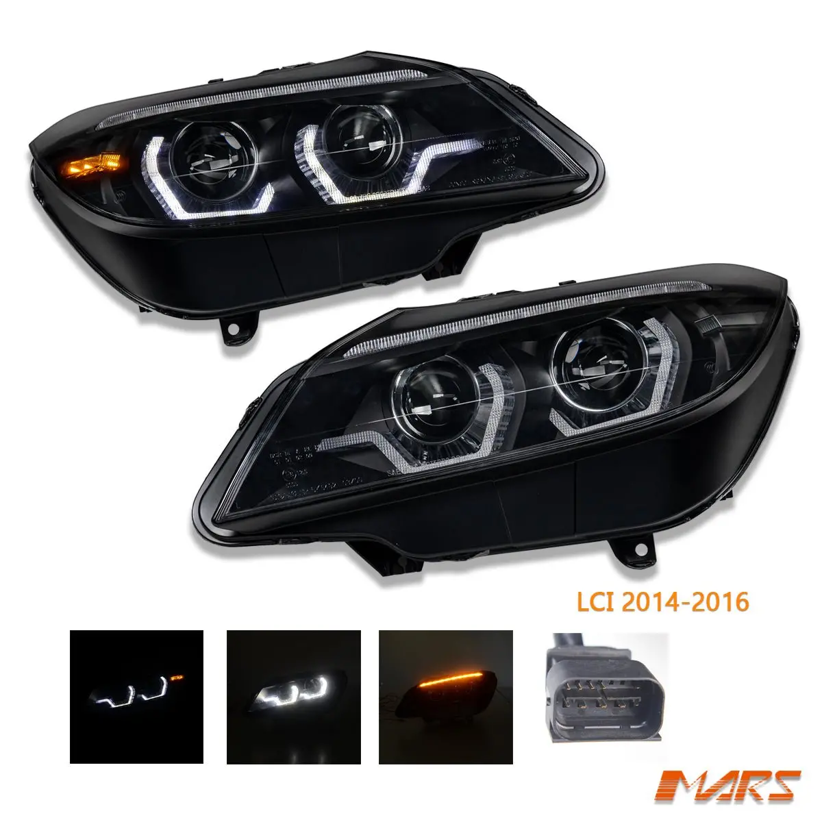 Black Led Drl Projector Head Lights With Sequential Indicators For Bmw Z4 E89 Pre-Lci 2009-2013 1