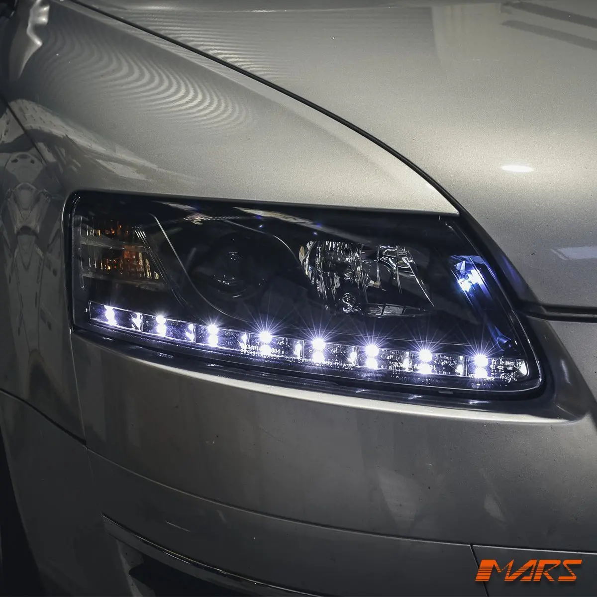 Black Led Drl Style Projector Head Lights For Audi A6 2004-2011 C6 4F 1