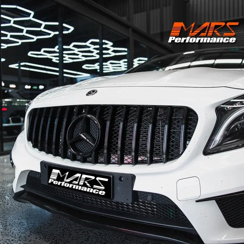 Black Panamericana Amg Style Front Bumper Bar Grill Grille Bodykit For Mercedes-Benz Gla-Class X156 2013-2016 1