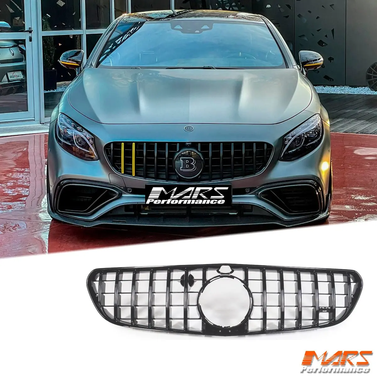 Black Panamericana Front Bumper Bar Grill Grille Bodykit For Mercedes-Benz S-Class Coupe W217 C217 S63 S65 Amg 2015-2021 1