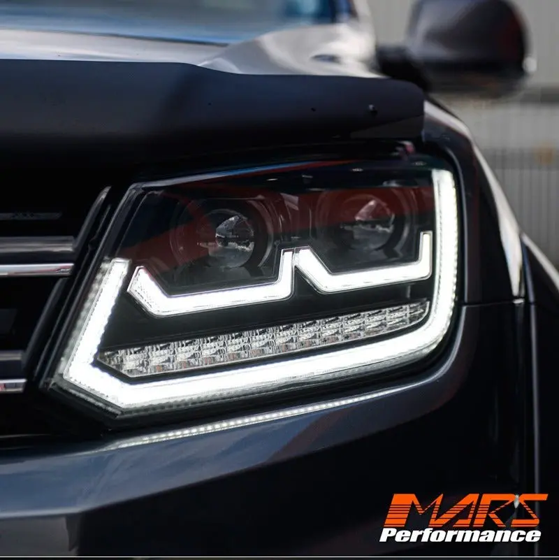 Black R Style Full Led Drl Projector Head Lights With Sequential Indicators For Volkswagen Amarok 2012-2016 1