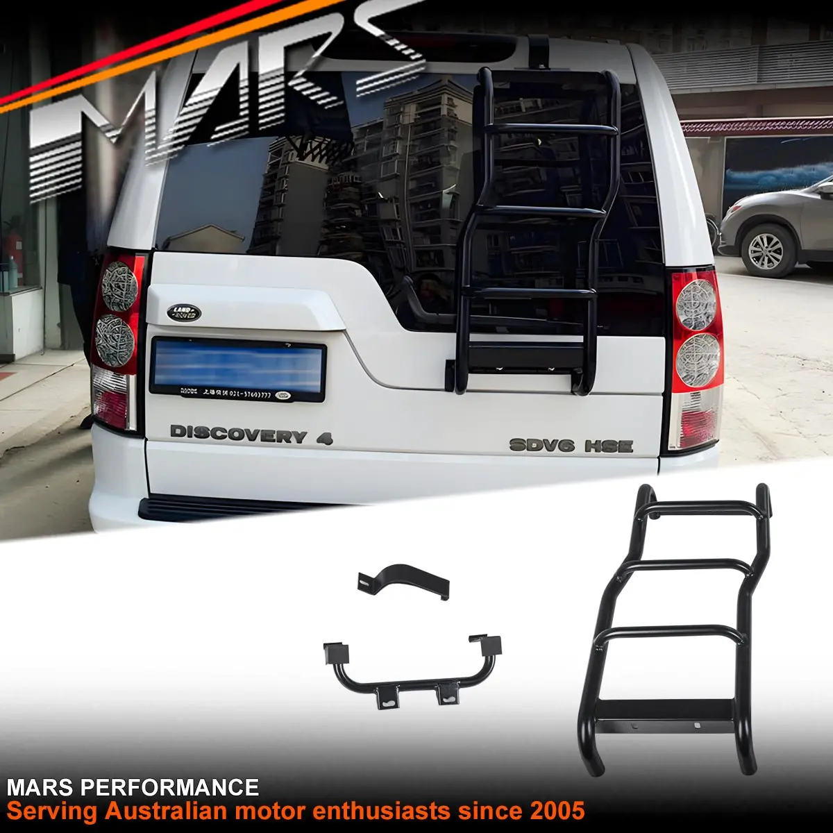 Black Rear Door Roof Ladder Step For Land Rover L319 Discovery 3 & 4 2005-2016 1