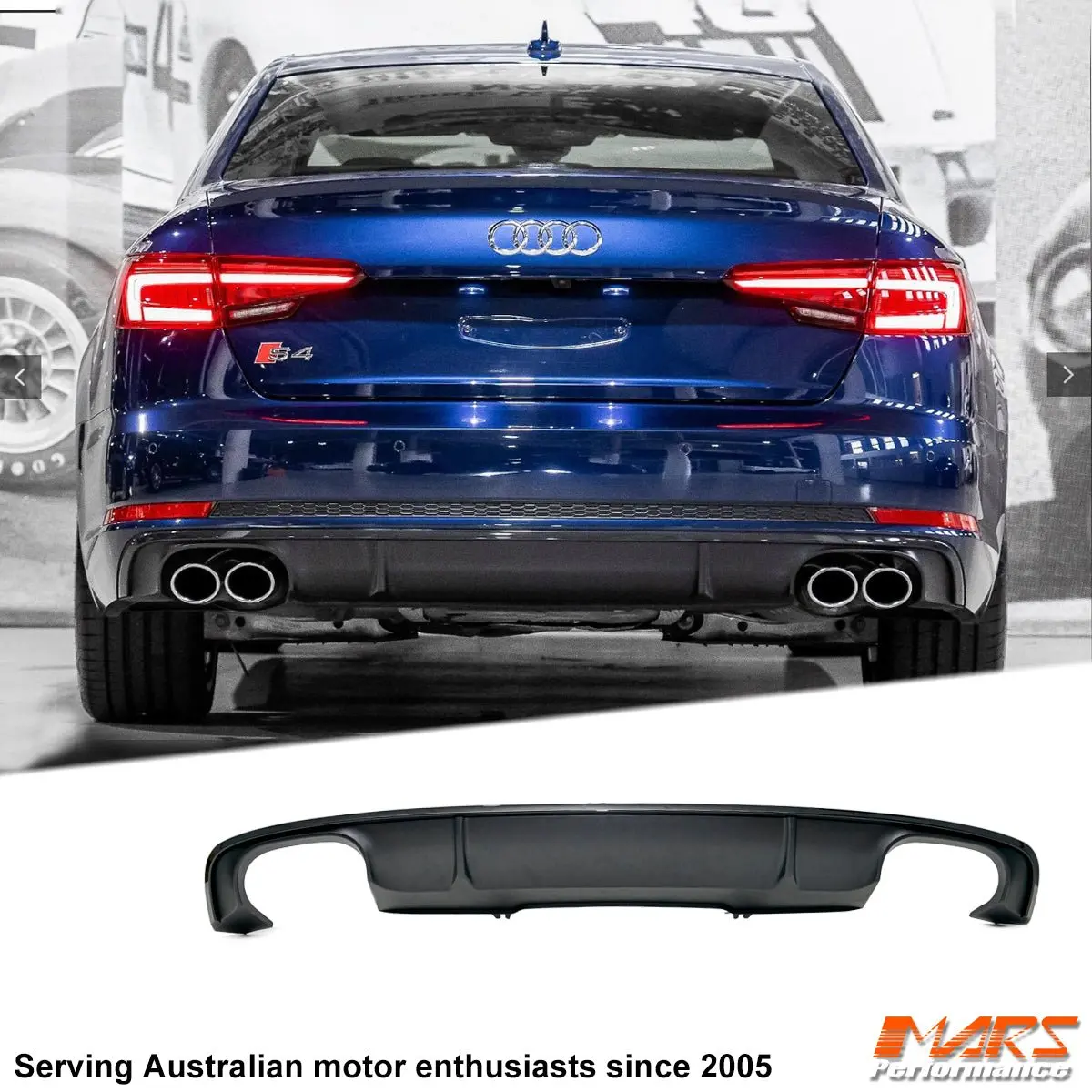 Black S4 Style Twin Exhaust Outlet Diffuser For Audi A4 B9 Sedan S-Line Rear Bumper Bar 2016-2019 1