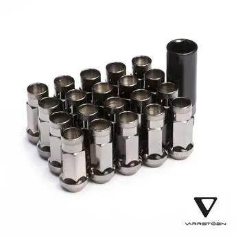 Varrstoen V48 Open Ended Extended Lug Nut Black Chrome - 20Pcs With Key 1