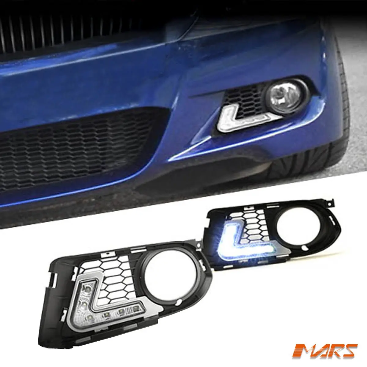 Bmw E92 E93 Lci 2010-2013 M Tech Sport Mars Bumper Bar Led Drl Day-Time Fog Lights Cover Grille 1