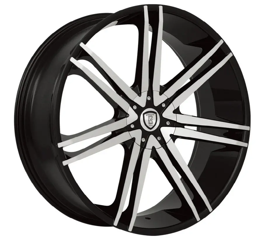 20" Borghini B20 Wheels Black Machined 1