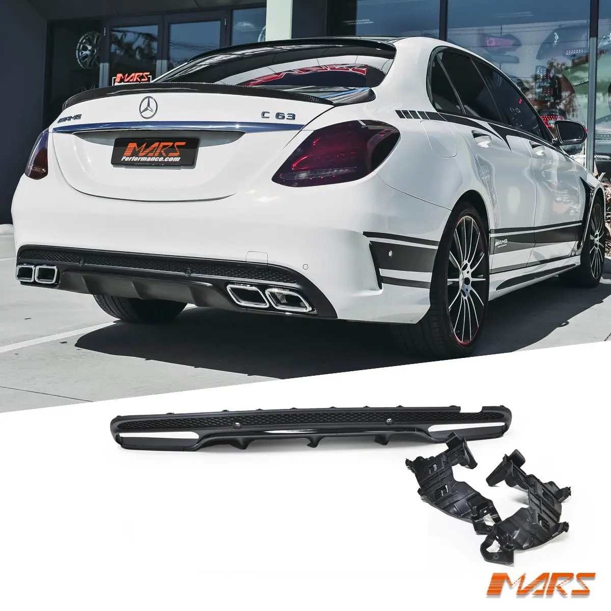 C63-S Style Diffuser Bodykit For Mercedes-Benz C-Class W205 Sedan & S205 Wagon Amg Sport Rear Bumper Bar & C43 2015-2018 1