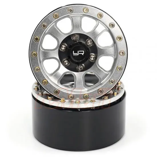 Yeah Racing Wl-0115Sv 1.9 Aluminum Cnc 8 Spoke Beadlock Wheel W/Wheel Hub 2Pcs Silver 1