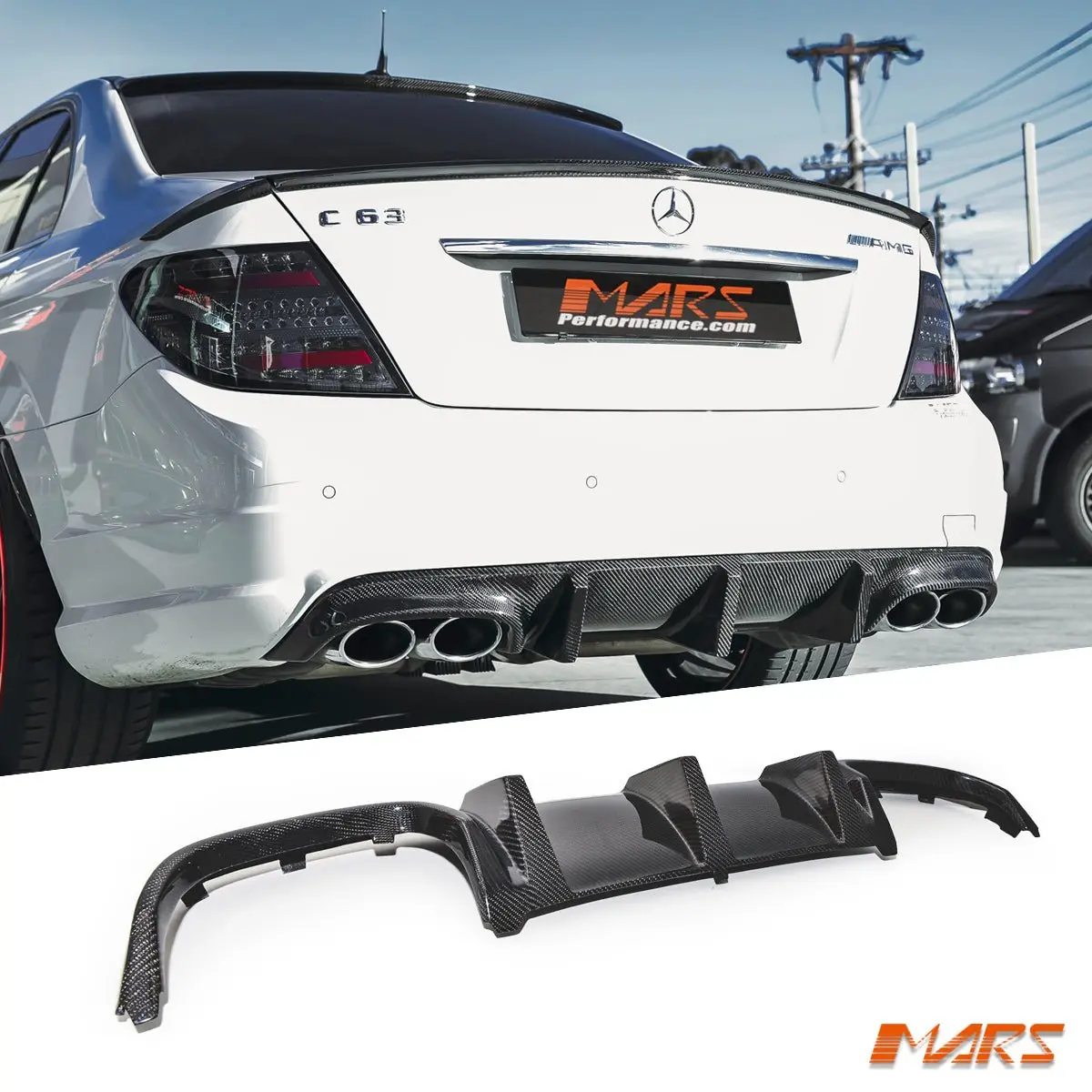 Carbon Fibre Rear Bumper Bar Diffuser Bodykit For Mercedes Benz Amg C63 W204 2008-2011 1