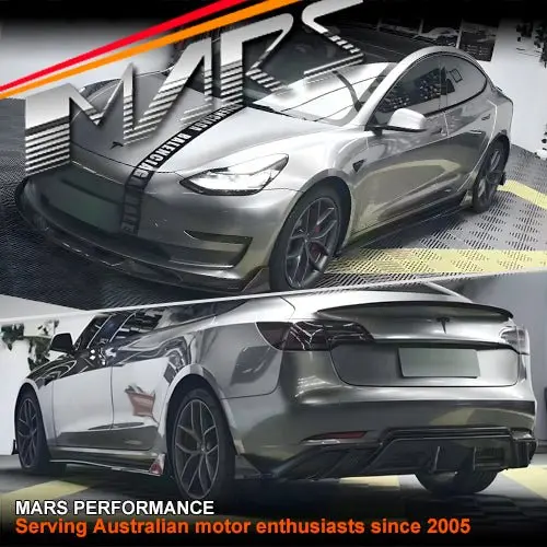 Carbon Print Aero Dynamic Bumper Splitters Lip Spoiler & Diffuser Bodykit For Tesla Model 3 2019-2023 1