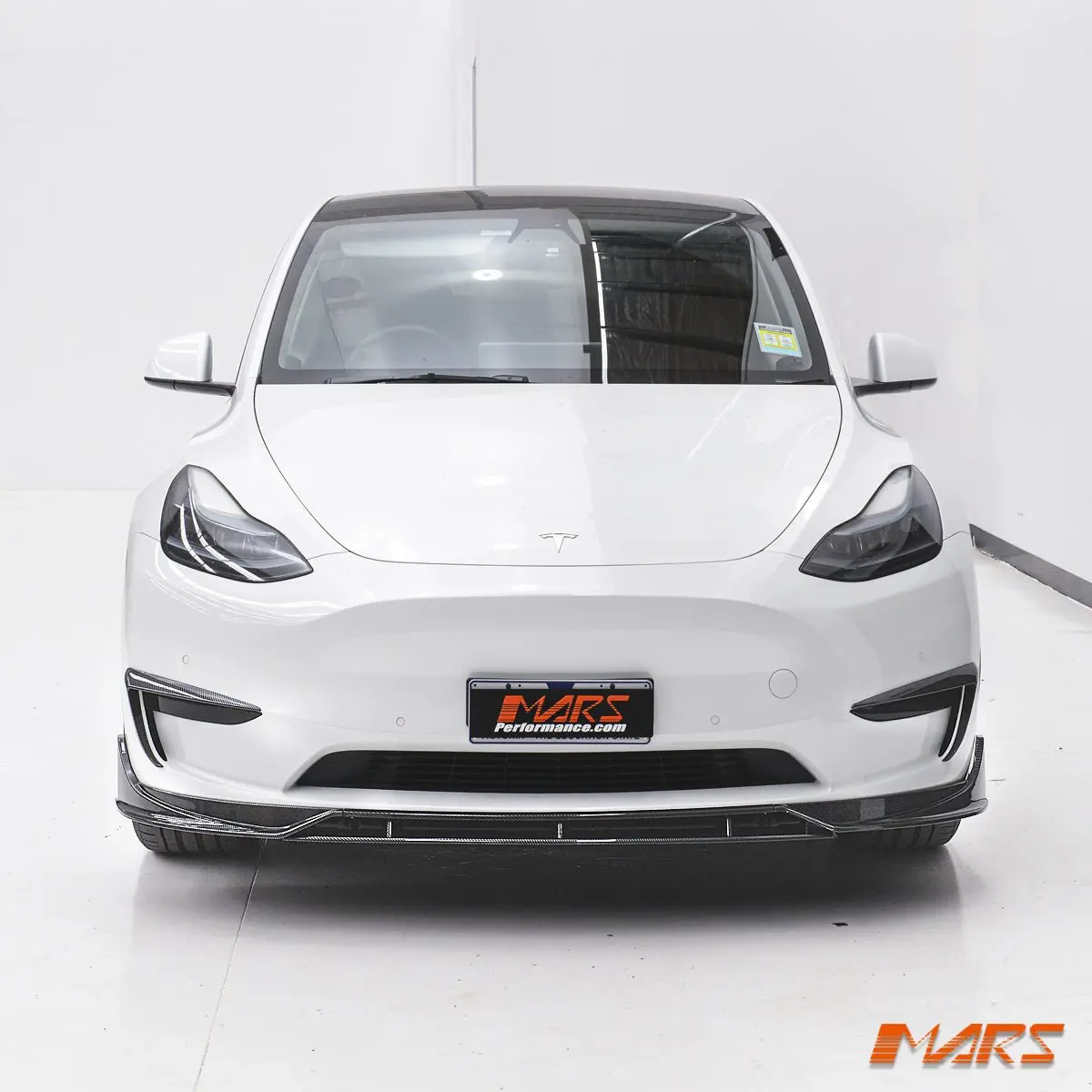 Carbon Print Aero Dynamic Lower Front Bumper Bar Lip Spoiler Bodykit For Tesla Model Y 2022-2024 1