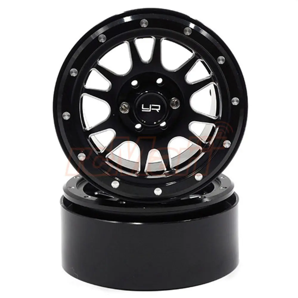 Yeah Racing Wl-0119Bk 2.2 Aluminum Cnc 12 Spoke Beadlock Wheel W/Wheel Hub 2Pcs Black 1