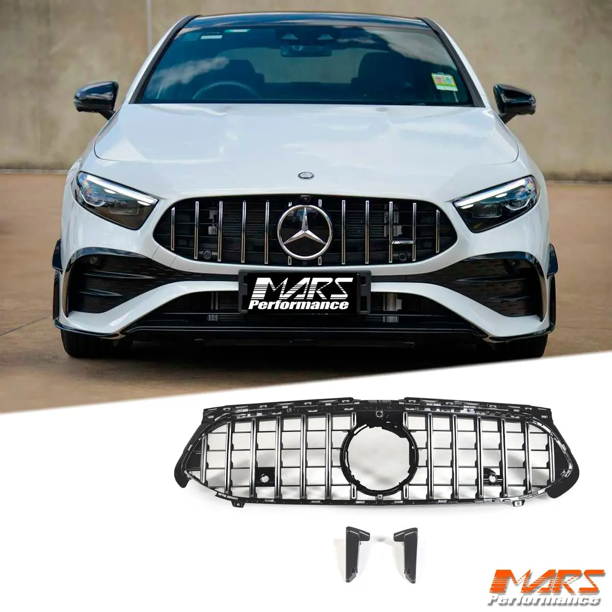 Chrome Black A45 Style Front Bumper Bar Grille Grill Bodykit For Mercedes-Benz A-Class W177 V177 & A35 Amg 2023-2025 1