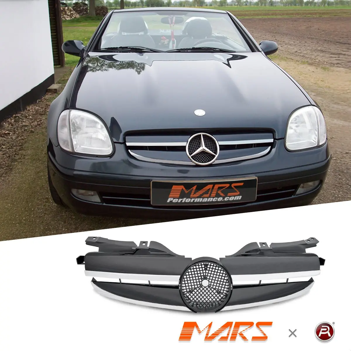 Chrome Black Amg Style Front Bumper Bar Grille Grill Bodykit For Mercedes-Benz Slk R170 Convertible 1995-2004 1
