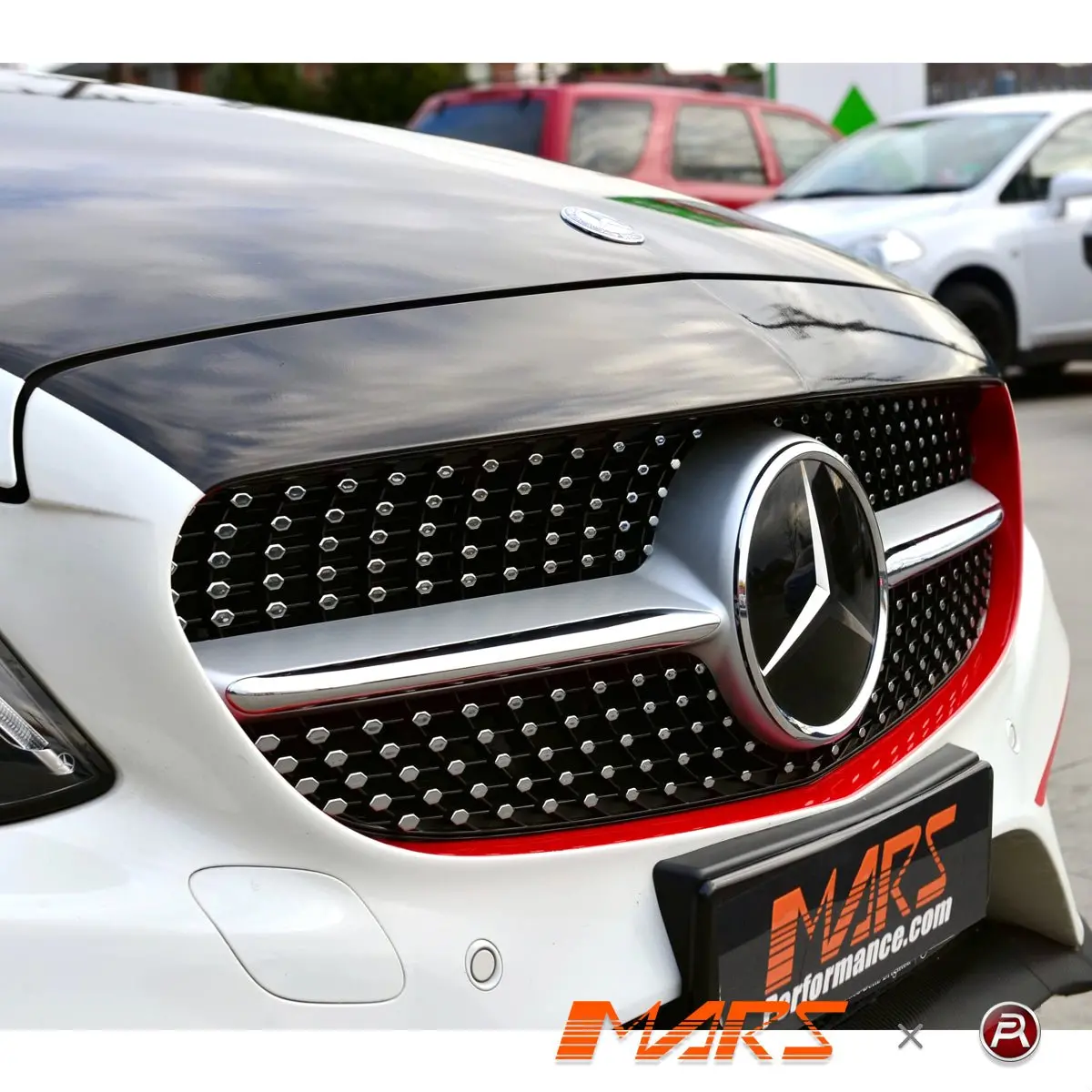 Chrome Black C43 Diamond Star Style Front Bumper Bar Grille For Mercedes-Benz My15-My18 C-Class W205 Sedan & C205 Coupe 1