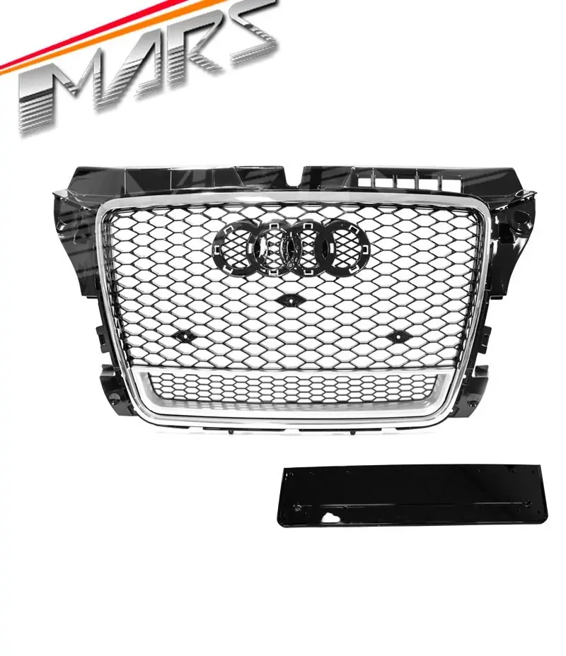 Chrome Black Quattro Rs3 Style Front Bumper Bar Grille Grill Bodykit For Audi A3 8P 2009-2012 Facelift 1