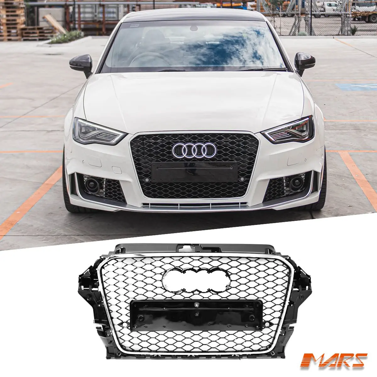 Chrome Black Rs3 Style Front Bumper Bar Grille Bodykit For Audi A3 & S3 8V 2013–2016 (Without Acc) 1