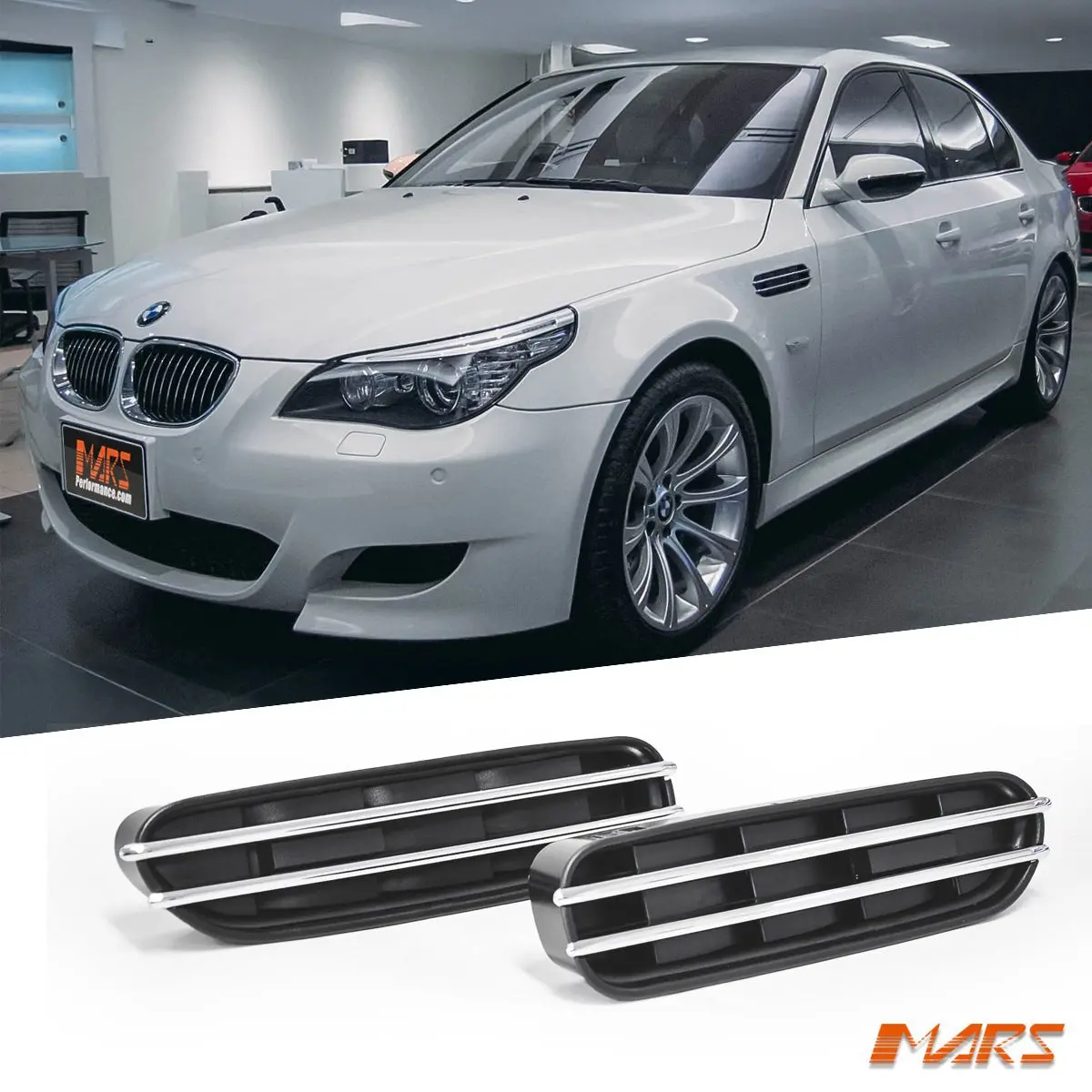 Chrome Black Side Fender Guard Air Vent Trim For Bmw E60 M5 2004-2010 1