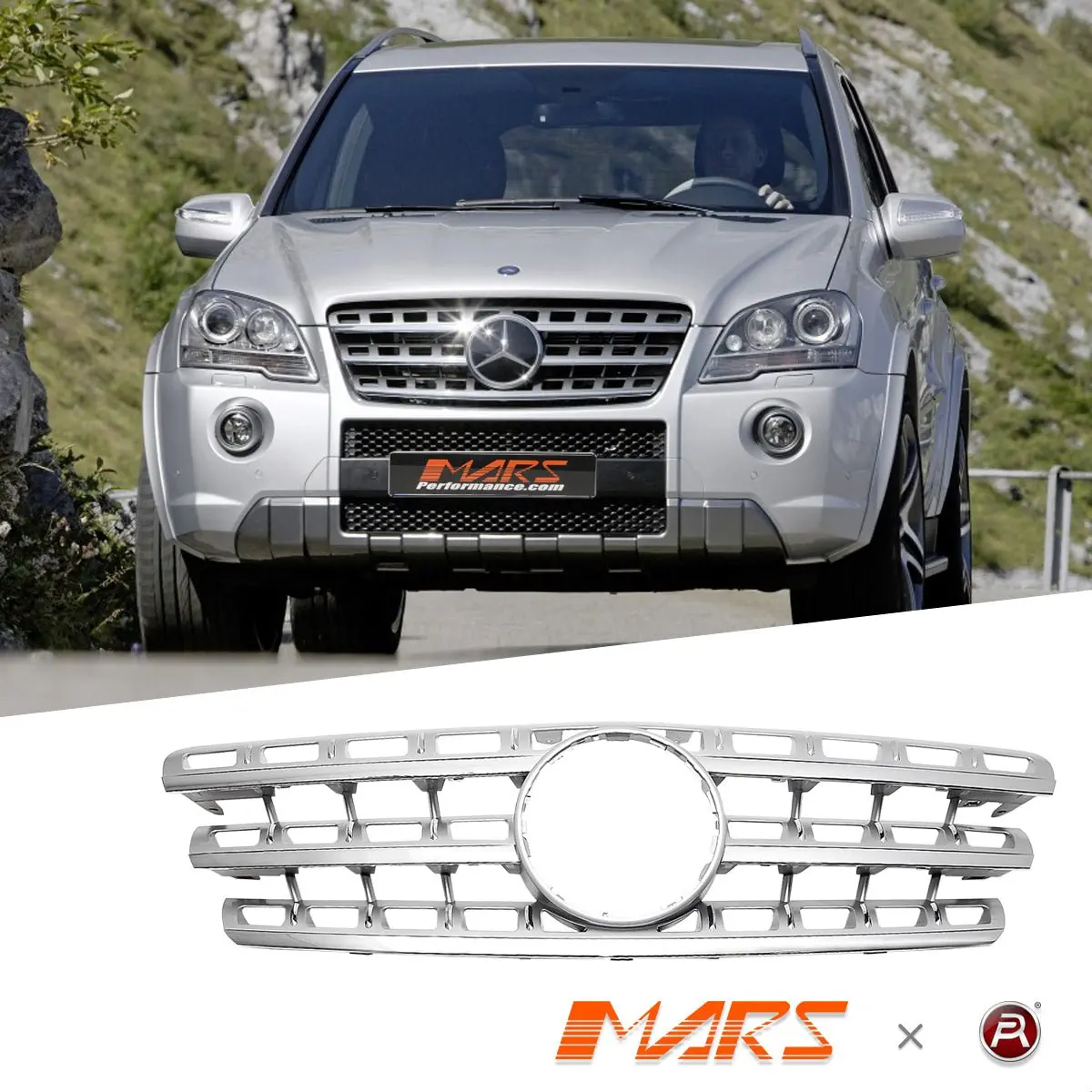 Chrome Silver Amg Style Front Bumper Bar Grill Bodykit For Mercedes-Benz Ml-Class W164 2009-2012 & Ml63 1