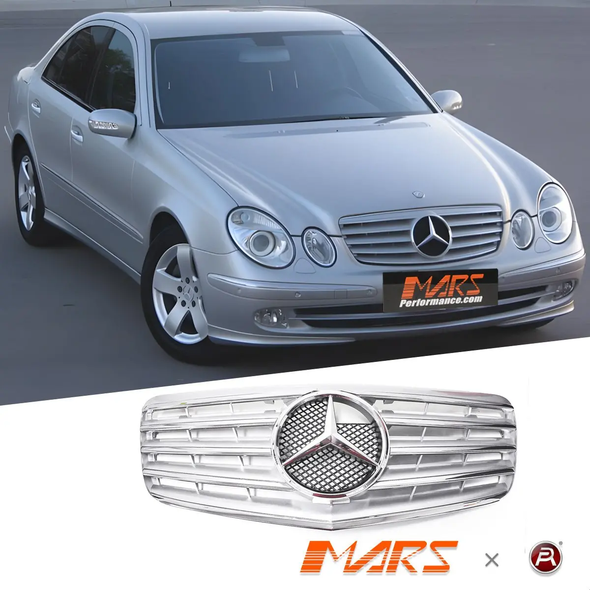 Chrome Silver Cl5 Style Front Bumper Bar Grille Grill Bodykit For Mercedes-Benz E-Class W211 2007-2008 1