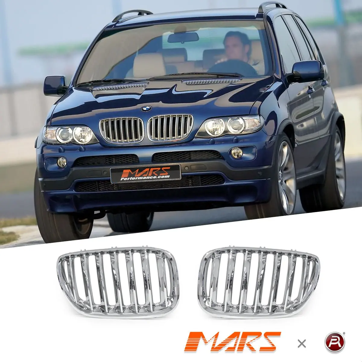 Chrome Silver X5m Style Front Kidney Grille Grill Bodykit For Bmw X5 E53 Lci 2004-2006 1