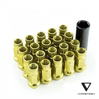 Varrstoen V48 Open Ended Extended Lug Nut Chrome Gold - 20Pcs With Key 1