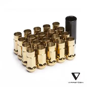 Varrstoen V48 Open Ended Extended Lug Nut Chrome Gold 24K - 20Pcs With Key 1