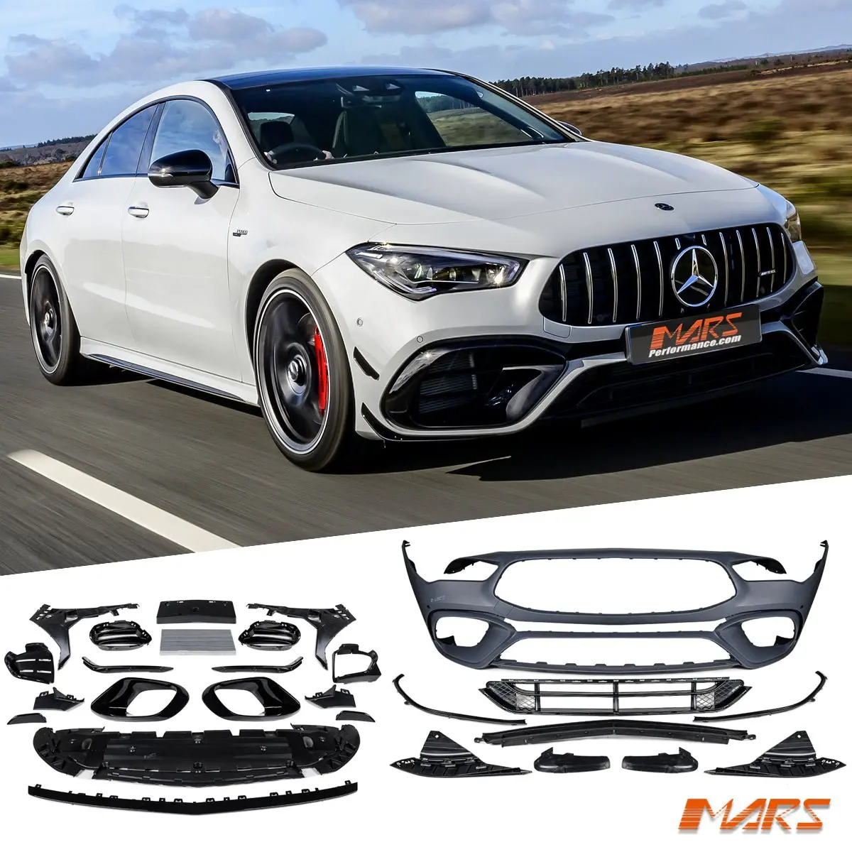 Cla45 Amg S Style Front Bumper Bar Bodykit & Canards For Mercedes-Benz Cla-Class C118 W118 & Cla35 2018-2024 1