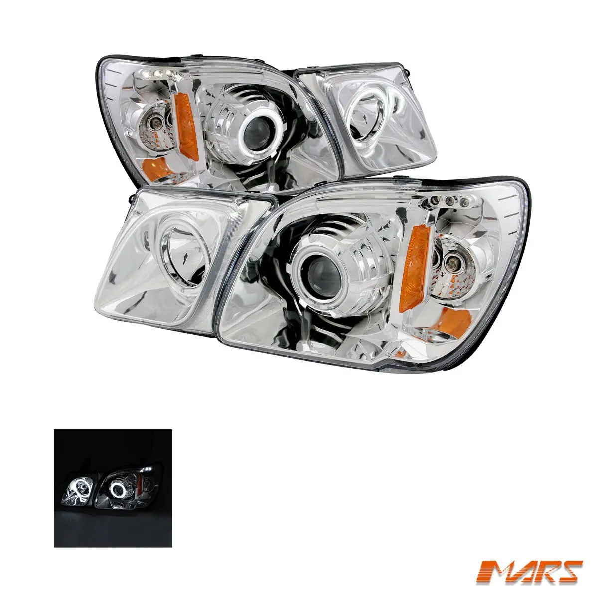 Clear Ccfl Angel Eyes Projector Head Lights For Lexus Lx470 1998-2007 J100 1