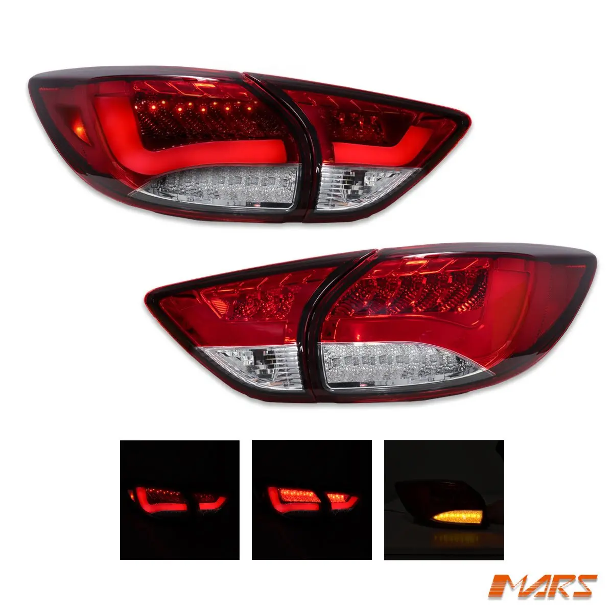 Clear Red 3D Led Stripe Bar Tail Lights With Led Indicators For Mazda Cx-5 Ke 2012-2015 1