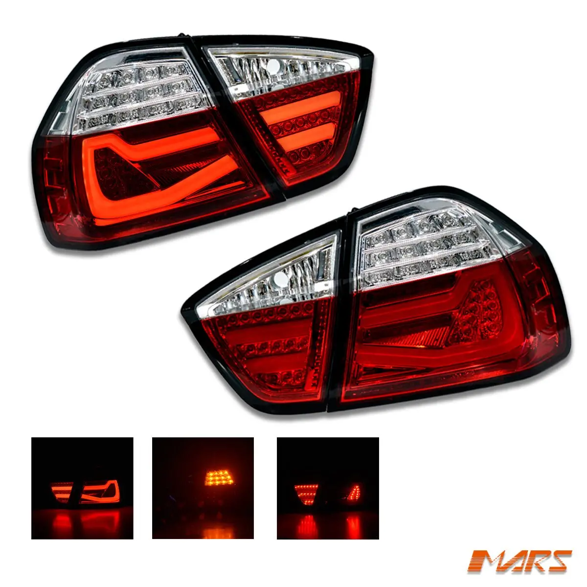 Clear Red Full Led Tail Lights For Bmw 3-Series E90 Sedan Pre Lci 2005-2008 1