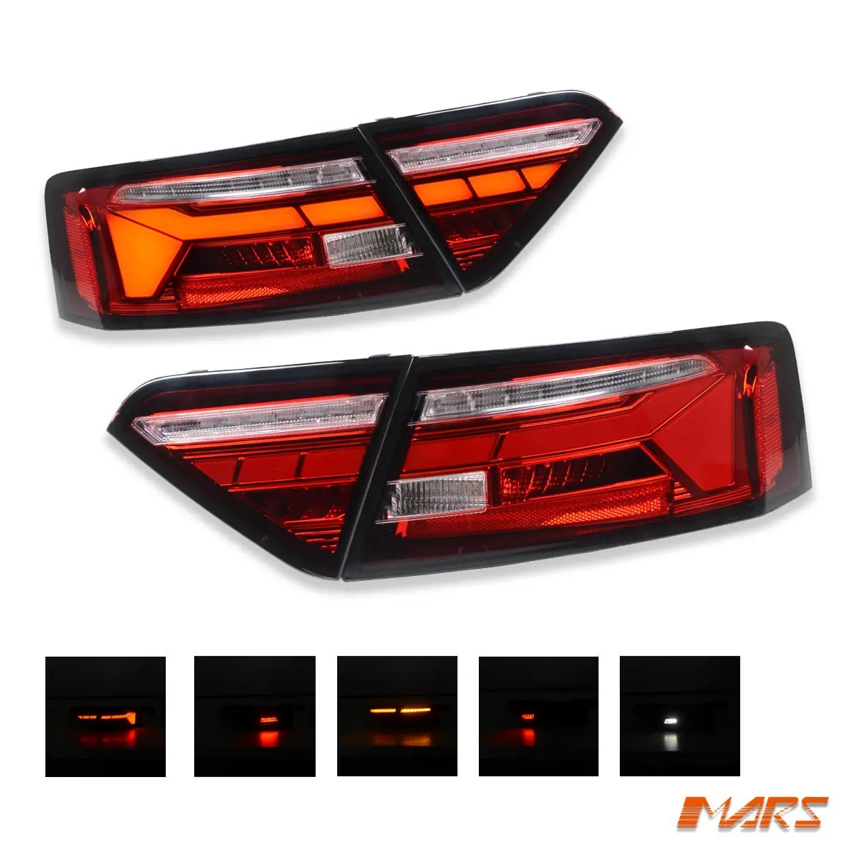 Clear Red Full Led Tail Lights With Sequential Indicators For Audi A5 S5 8T 2013- 2016 Update Models 1