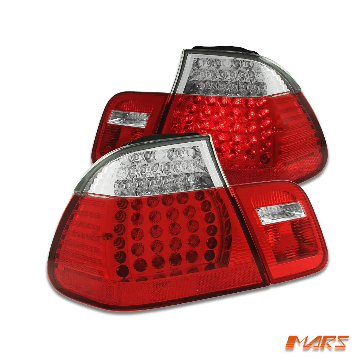 Clear Red Led Tail Lights For Bmw 3-Series E46 2002-2004 Lci Update 4 Doors Sedan 2