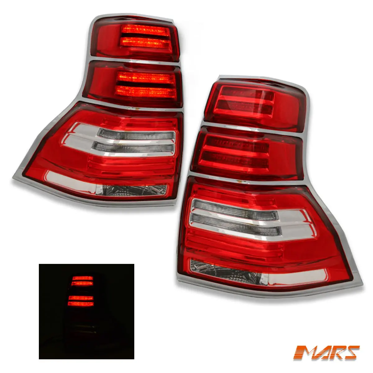 Clear Red Led Tail Lights For Toyota Landcruiser Prado 150 Series Fj150 Lc150 2009-2017 1
