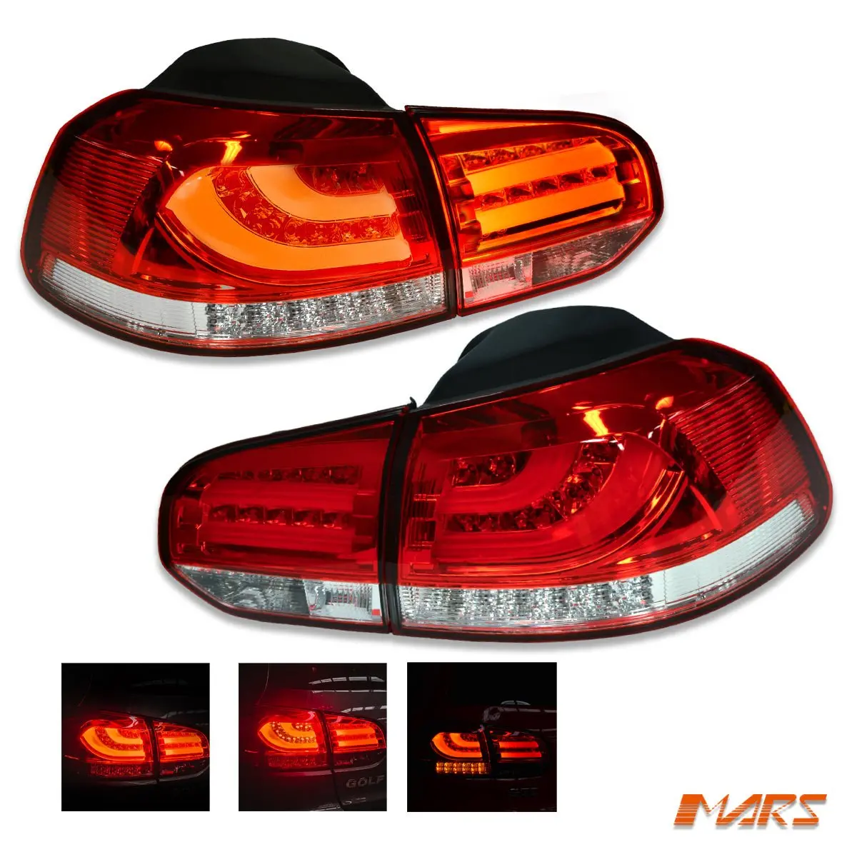 Clear Red R Style 3D Led Stripe Bar Tail Lights For Volkswagen Vw Golf Vi 6 2008-2013 1
