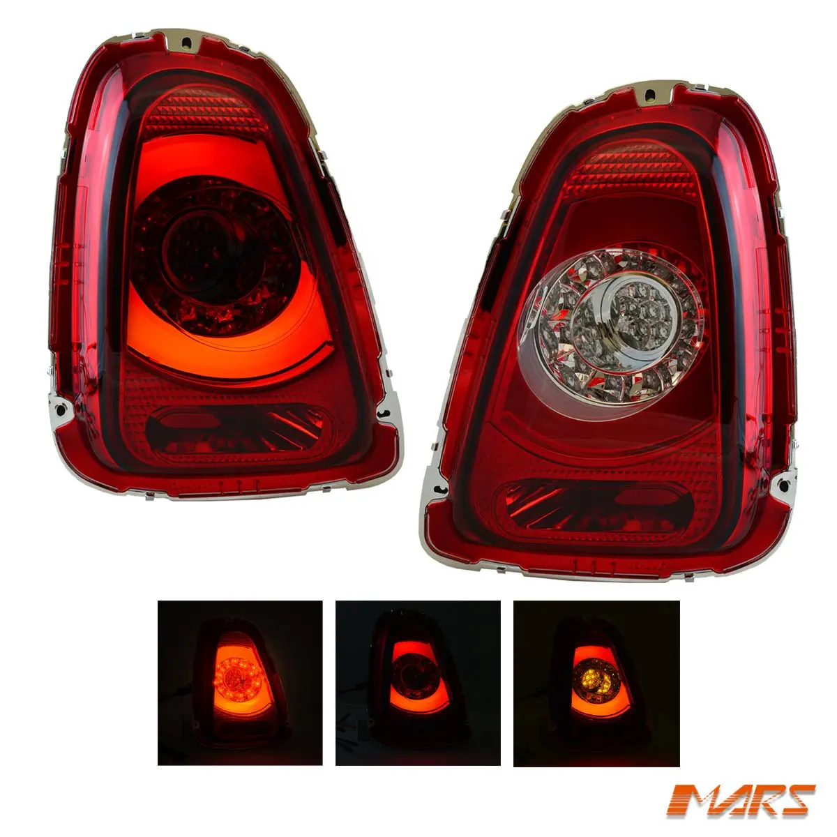 Clear Red Tail Lights With 3D Stripe Bar & Led Indicators For Mini Cooper Hatch R56 Lci 2010-2013 1